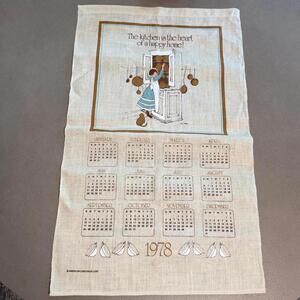 Vintage 1978 Kitchen Calendar Linen Towel